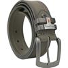 No Limits Cintura Uomo in Vera Pelle con Doppia Cucitura, Alta 4 cm, Fibbia Nickel Free, Accorciabile, Con Scatola, Verde Militare