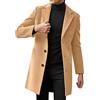 Celanisai - Cappotto da uomo, lungo, slim fit, in lana, con colletto a taglio vivo e bottoni, trenchcoat invernale, cappotto da uomo, caldo, per outfit business, nero, a una sola fila di bottoni, O