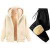 Vhersily Tuta Donna Invernale Sportiva Pile Completa Calda Felpata Felpa con Zip Cappuccio e Pantaloni Velluto Completo 2 Pezzi Tute da Ginnastica In Vello Foderato Casual Jogging Morbido Soffice