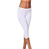 JADEA 2 Leggings Pantacollant Capri Donna 4266 Morbido Cotone Elasticizzato, Bianco, XL