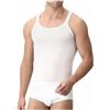 Saggio Cagi Canotta Spalla Stretta 1113 in Filo di Scozia Set 1 o 3 Pezzi da Taglia 4 a 7 con Tessitura a Costine Elasticizzato Uomo Bianco 5