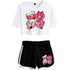 LKY STAR Hazbin Hotel T-Shirt e Corti Sets Anime Angel Dust/Charlie/Lucifer Cosplay Tops e Pantalone 2pcs per Donna Ragazze
