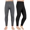 MELLIEX 2 Pairs Calzamaglia Termica Uomo Pantaloni Termici Uomo Elasticizzati Nero e Grigio Invernali Abbigliamento Intimo Termico S - XXL