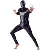 Duohropke Lattice Catsuit uomo tuta da uomo in stile bagnato, materiale slim fit, lattice lucido, tuta sexy in pelle, abbigliamento muscolare per feste clubwear, 02 nero, XL