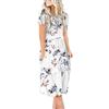 AUSELILY Abito Donna Estivo Vestito Casual Manica Corta Abiti Stile Impero al Ginocchio con Tasche a Pieghe