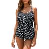 WIN.MAX Set di Costumi da Bagno Tankini da Donna Vita Alta Balza arruffata 2 Pezzi Bikini Set Costume da Bagno Plus Size Costume da Bagno(Diamante Rotante,EU36)