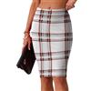 IWOLLENCE Gonna a matita da donna UK elastica in vita midi da donna elasticizzata in vita sexy gonna al ginocchio per abbigliamento casual estivo da ufficio (nero, S), Bianco Rosso Grigio Striscia, M