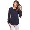 Vincenzo Boretti Blusa, Taglio Giusto, Scollo Rotondo Blu Scuro M