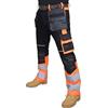 HASHOOB TRADING FZE Pantaloni da lavoro Hi Vis da uomo con nastro riflettente ad alta visibilità, multi tasche, Arancione, W30 / L30