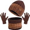 TAGVO 3in1 Inverno Berretto Scaldacollo Guanti Set,Ultra Morbido Elastico Addensare Caldo Pile Fodera Cappello In Maglia Berretto Sciarpa,3 Dita Guanti Touch Screen,Coordinati invernali da Uomo Donna