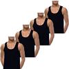 LOREZA® 4 Pezzi Canottiere da Uomo Extra Lunghe 100% Cotone a Costa fine sotto Le ascelle 5-12 S-5XL