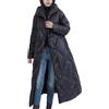 Juankrynord Donna Inverno Moda Oversize Caldo lungo con Cappuccio Piumino Ispessito Antivento Button-up Casual Outdoor Sci Giacca Casual Usura Scelta (Nero,XL)