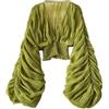 KBOPLEMQ Top da donna in pizzo, a maniche lunghe, con scollo a V, casual, camicette sexy, a maniche lunghe, estive, in pizzo, 2024, O verde, Taglia unica