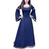 Duohropke Abito medievale da donna lungo vichingo, vestito largo, vestito da elfo, costume da vampiro, costume rinascimentale, maniche a tromba, abito vintage, elegante, travestimento storico, Blu, XL