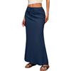 Generic Gonna da donna quotidiana casual elegante tinta unita in stile A, gonna elastica in vita, gonna lunga, gonna a tubino stretta, Blu marino, XXL