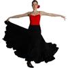 DUNSBY Flamenco Vestito Gonna lunga da flamenco professionale donna, rossa e nera, costume ballo spagnolo(Black skirt,S)
