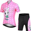 Amur Leopard Set da Ciclismo Bambino Maglia a Maniche Corte e Pantaloncini con Seduta Imbottita Completo da Ciclismo Bambini Ragazze