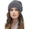 Vivisence Invernale Cappello Classico da Donna in Morbido E Caldo Filato di Lana con Fodera Interna Tre Pieghe sul Retro per Una vestibilità Perfetta, Grigio Scuro,Taglia Unica