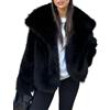 Yimoon Cappotto da donna in pelliccia sintetica con risvolto aperto sul davanti, soffice giacca a pelo lungo invernale caldo cappotto peloso, nero, Large