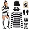 Moerstar Costume da rapinatore da donna e uomo, costume da rapinatore con cappello, guanti, tasca nera per banconote bianche, costumi da ladro, costumi di carnevale per adulti
