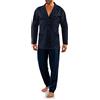 sesto senso Elegante Pigiama Uomo Bottoni 100% Cotone Set Maniche Lunghe Pantalone Lungo M2 L Blu Navy