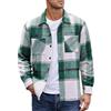 MakingDa - Camicia da uomo in flanella, a maniche lunghe, calda e spessa, a quadretti, con bottoni, casual, invernale, motivo scozzese, con tasche, Verde, 4XL