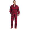 Kolipajam Pigiama da uomo in 100% flanella di cotone tinta in filo, comodo, con tasche, coulisse in vita, per inverno, M
