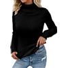 Generisch Maglione da donna con collo alto termico con fodera in pile - Maglione invernale in maglia a costine | Caldo e aderente pullover invernale per i giorni freddi, M