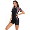 BEACHKINI Costume da Bagno Intero Sportivo da Donna,Costumi da Bagno da Donna per Il Surf,Foglie Rosse,L