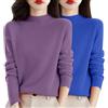 Generico Maglione Donna Cotone Lana Invernale Maglioni Cashmere Collo Alto Cotone Elegante Comodo Maglione Lavorato a Maglia Lana Merino Basic Senza Cuciture a Maniche Lunghe Pullover Moda Taglie Forti