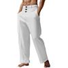 HEONSATI Pantaloni Lunghi Lino Uomo Estivi Pantalone Estivi in Vita Eleganti in Cotone Pantalaccio a Gamba Dritta Lino Lavoro Traspirante Larghi Pants Lunghi Sportivi Leggeri Mare Jogging Tasche Loose Fit