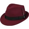 Stetson Elkader Cappello Trilby Donna/Uomo - da Uomo Fedora con Nastro in Grosgrain Estate/Inverno Primavera Estate Autunno Inverno - M (56-57 cm) Rosso Scuro