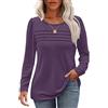 WNEEDU Maglietta Donna Maniche Lunghe Camicia Donna Elegante Pullover Top