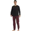 YUSHOW Pigiama per Uomo Plaid in Pile Set Morbido Pigiameria Manica Lunga Pantaloni in Cotone Top
