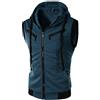 QIFLY Gilet da Corsa da Uomo Con Cappuccio Senza Maniche per Allenamento Fitness - T-Shirt Elastica Palestra Sportivo Estivo Con Cerniera Slim Fit Felpa