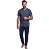 SNELLY Pigiama Uomo Estivo Primaverile 100% Cotone, Pigiami 2 Pezzi Maglia Maniche Corte e Pantalone Lungo, Pigiama Aperto con Bottoni, Grigio e Blu Navy, P777 Taglia M L XL XXL (Taglie Forti)