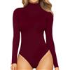 Prontiaduscire Body Donna Maniche Lunghe Collare Alto Maglia Bodysuit 131 Claret L