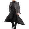 Generisch - Trenchcoat da uomo, tinta unita, leggero, revers, chiusura a bottoni, antivento, slim fit, lungo, impermeabile, antivento, giacca invernale, abbigliamento da strada, elegante cappotto da