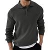 Generic Polo da uomo in maglia a maniche lunghe a nido d'ape testurizzato maglione casual polo maglione, Grigio, XL