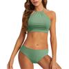 PINTUTU Sexy Due Pezzi Bikini Set Donna Vintage Collo Alto Costumi da Bagno Costumi da Bagno con Spalline Regolabili Costume da Bagno Sportivo Due Pezzi Donna Verde M
