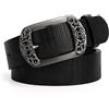 SUOSDEY Cintura in pelle morbida di buona qualità, cintura da donna con fibbia, cintura di jeans da donna, larghezza 3,3 cm