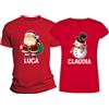 Overthetee Coppia Magliette Natale Personalizzabili - Nomi - Babbo Natale - Santa Claus - Christmas Time - Coppie - Partner - Lui Lei - Idea Regalo