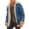 Generic - Giacca da uomo vintage in pelle di pecora, invernale, calda, a manica lunga, con pelliccia sintetica, fodera in pile Sherpa, imbottita, parka invernale con colletto a lapel, giacca in pelle