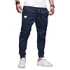 PADOLA Pantalone Uomo Cargo con Cavetto Cotone Comfort Vita Elasticizzata con Cordino Stringhe Tasche Casual Sportivo Militare(M,Blu Scuro)