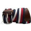 MIBANDERA Cintura uomo Bandiera Spagna, finitura pelle/pelle elastica ed estensibile/regolabile (dalla taglia 90 alla 120)., Blu-rosso-bianco-nero, Ajustable de la talla 90 a la 120