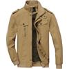 ZDJSWJ Giacca cargo da uomo multi-tasche Cappotto da bombardiere militare a collo alto Giacca antivento leggera in cotone