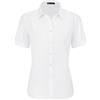 J.VER - Camicie da donna con bottoni a maniche corte, stretch, senza rughe, formali, per l'estate, camicette da lavoro, top business casual, bianco, XS