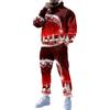 Foweknow Tuta natalizia da jogging, da uomo, set da 2 pezzi, per Natale, con stampa natalizia, abbigliamento da uomo, tuta da ginnastica, argento, L