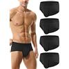 HOEREV Pack di 4 Slip da Uomo in Modale Super Morbido Biancheria Intima,Pack di 4 Nero,XS