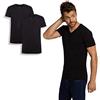 Bamboo Basics, Maglietta da Uomo in bambù, Velo, Scollo a V, Confezione da 2, Extra Lunga, Extra Morbida e Traspirante, Colore Nero